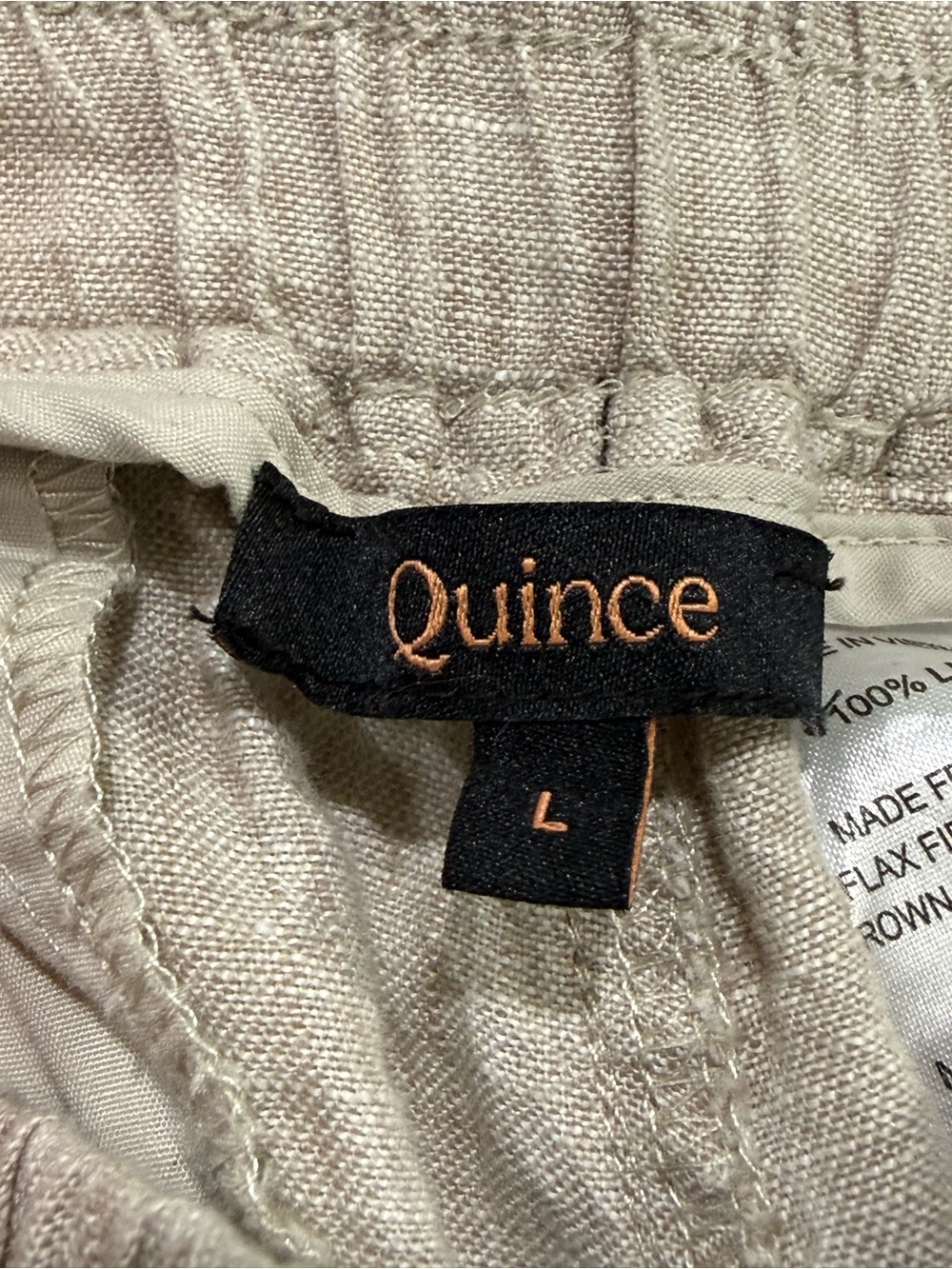Quince Wide Leg Pants Womens Large Beige 100% European Linen Relaxed Resortwear - Picture 7 of 9